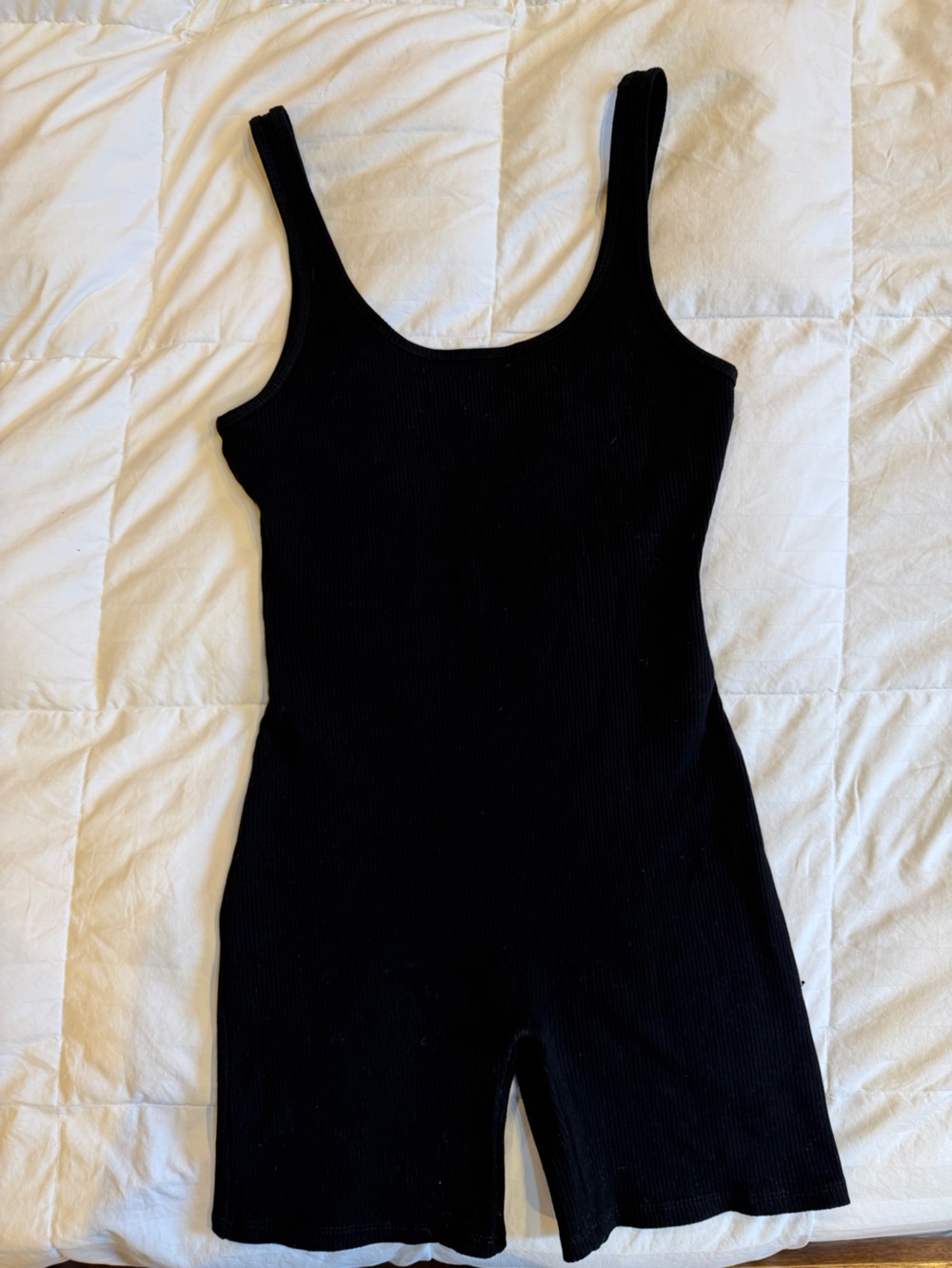 Love Tree Black Ribbed Tank Romper